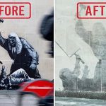 Banksy mural of judge beating a protester scrubbed off Royal Courts of Justice in London