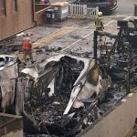 Aerials show aftermath of suspected arson attack on Jewish ambulances in London