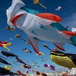 Giant dragon and octopus kites fill Danish skies