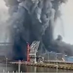 Moment sea drone explodes in Romania’s Constanta port