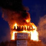 Mosque replica and anti-immigration signs appear on Northern Ireland bonfire