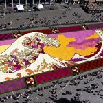 Brussels central square transformed into giant Japan-inspired flower carpet