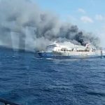 At least five dead and 41 missing after an Indonesian ferry caught fire at sea