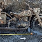 Low Danube water reveals Wehrmacht motorbike on riverbed